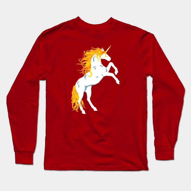 Golden Maned Unicorn Long Sleeve T-Shirt by PeregrinusCreative